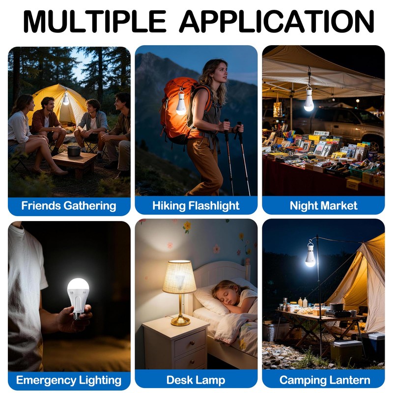 Ostwiki 6 Pack A19 Rechargeable Light Bulbs for Lamps 6500K
