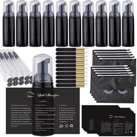 Kit de Limpieza de Extensión de Pestañas de 50 Piezas para Clientes, 10 Brochas de Pestañas, 10 Brochas de Limpieza de Pestañas Con Tubos, 10 Botellas de Pestañas, 10 Bolsas de Cuidado Poster