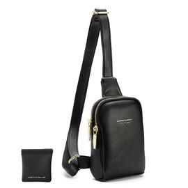 LIWEGHT Small Sling Bag for Women PU Leather Crossbody Bag Fanny Packs Purse Chest Bag Shoulder Travel Belt Bag Fashion Waist Packs(Black)