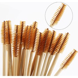 100 varitas de rímel desechables, brocha de bambú para extensiones de pestañas, cepillos de cejas con bobina, kits de maquillaje aplicador de varita de pestañas, color café