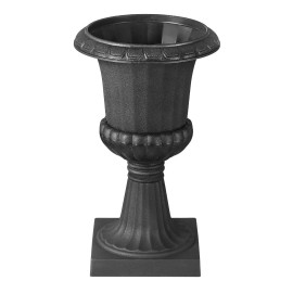 2 Pack Black Classic 9.8 X 16.5 Inch Plastic Urn Planters Versatile Indoor Outdoor Vase Wedding Front Porch Flower Pots PlantersProduct Size: 10x17 inches, color: Black Color