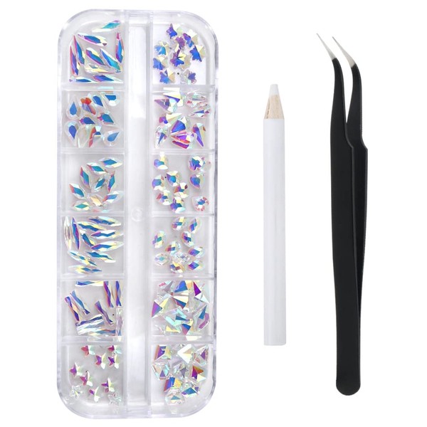 120 Pcs Transparent AB Crystal Flatback Rhinestones Set for Nail,