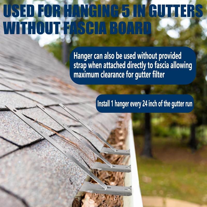 25 Pcs 5 inch Aluminum Roof Gutter Hanger with Straps