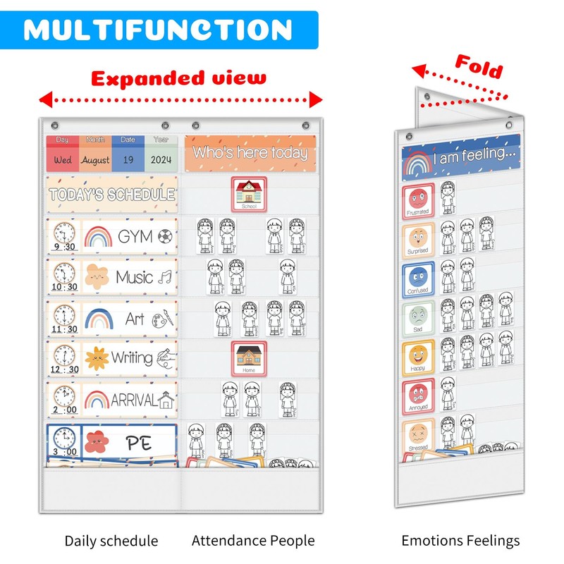 Boczif Daily Schedule Pocket Chart, Emotions Feelings Pocket Chart, Express