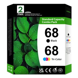 Mooxrbog 68 Ink Cartridges Combo Pack - 1 Black & 1 Color Replacement for HP 68 Envy 6152e, 6155e, 6552e, 6555e, 6558e Printers 2-Pack (1 Black / 1 Tri-Color)