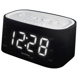 Technoline WT 465 LED Radio Alarm Clock with Buttons in Play Controller Design, White, Modern