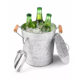 Royalty Art Vintage Ice Bucket with Lid, Scoop, and Carry Handles for...