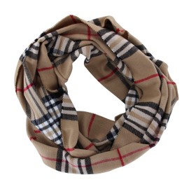Mr Du Unisex Men Women Soft Plaids & Checks Cashmere Infinity Cowl Scarf (Beige)