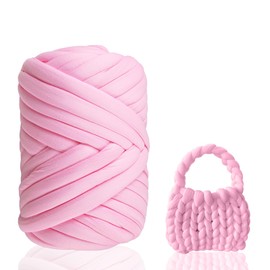 Arm Knitting Wool 500 g for Hand Knitting Chunky XXL Wool Yarn Tube Yarn Crochet Wool Tube Yarn for Crochet for Deck Chunky Knit Soft Wool Yarn Pet Bed Sofa Roving Yarn (Pink)