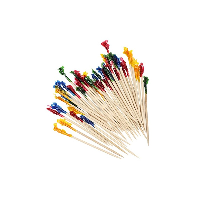 Chef Craft Select Birch Frilled Picks, 50 Piece Set, Natural