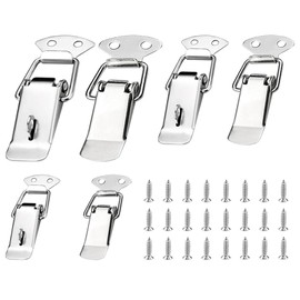 YIXISI 6 Sets Spring Loaded Toggle Catch Latch with & Without Lock Hole, Hasp Toggle Clamp Clips in 3 Sizes, Duck Billed Buckles for Cabinet Drawer Case Box Toolbox, with 24 M4x16 Screws