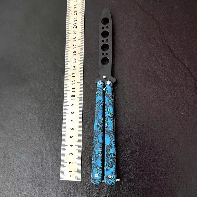 Skull Butterfly Trainer Training Dull Tool Metal knife Practice Stainless