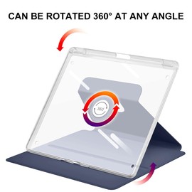 Case for Kindle Scribe with Pencil Holder - (360 Degree Rotation & Auto Wake/Sleep), Premium Folio Stand Case with Flexible Viewing Angles for Kindle Scribe 10.2 Inch 2022 (Dark Blue)