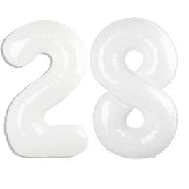 40 Inch White Number 28 Digital Balloon,Jumbo Mylar Foil Helium Balloon for 28 Balloons for Birthday Party,Wedding Anniversary Party Decorations