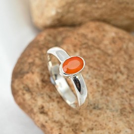 JEWELSTREZOROG Karneol Edelstein-Bandring für Herren und Damen,Geschenkartikel, 925er-Sterlingsilber Bandring handgefertigter Schmuck TSR127E_75 (23.9)