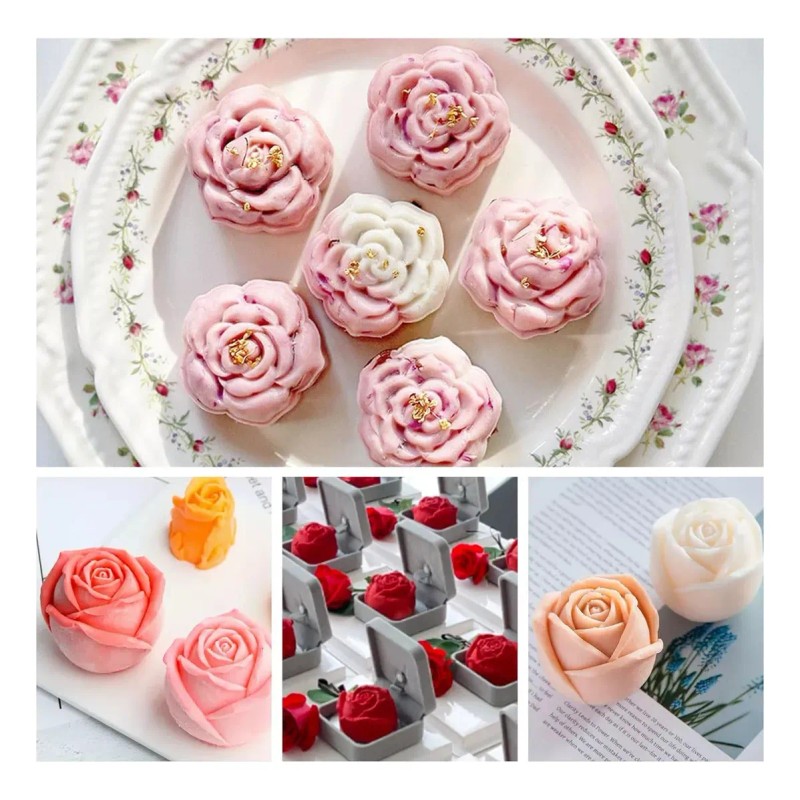 Molde De Silicón Flores Rosas 6 Cavidades Jabones Repostería