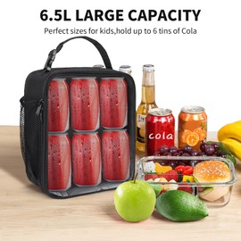 Minicoco Lunch Bag Insulated Lunch Bag Cooler Bag Portable Carrying Lunch Box Bag for Boys Girls Women Men to School Office Outdoor (Black)