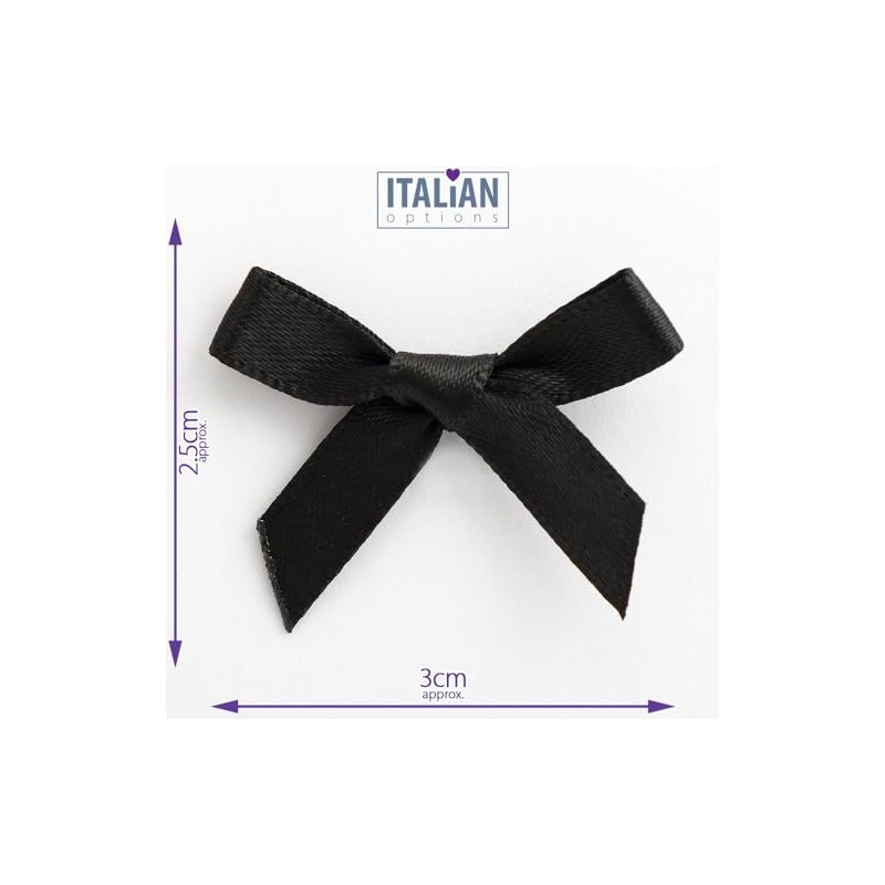 Italian Options Satin Craft Bows 100-Piece Pack, 3 cm Bow