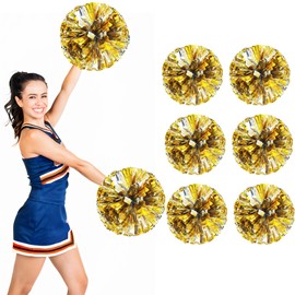 bath & bath Pom Pom Cheer Dance Cheerleader with Handle, 11.8 x 11.8 inches (30 x 30 cm), Gold + Silver, For Cheering, School Events, School, Cosplay