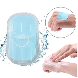 Galepromot 50 PCS Blue Portable Soap Sheets, Mini Portable Travel Soap Paper Sheets Disposable Water Soluble Hand Washing Bath Scented Paper Soap for Outdoor, Camping Hiking,Camping Soap and Shampoo