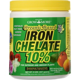 Grow More 3-0-1 Organic Iron Chelate Concentrate (10%) for Greener Plants & Lawns - 8oz of Water Soluble Chelated Iron Supplement for Indoor & Outdoor Plants, Trees, & Lawns