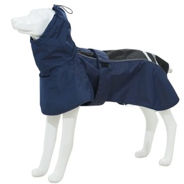 MAMORE Waterproof Dog Raincoat, Lightweight Rain Jacket with Reflective Strip, Adjustable Pet Clothes with Harness Hole for Dogs (Navy&Black, M)