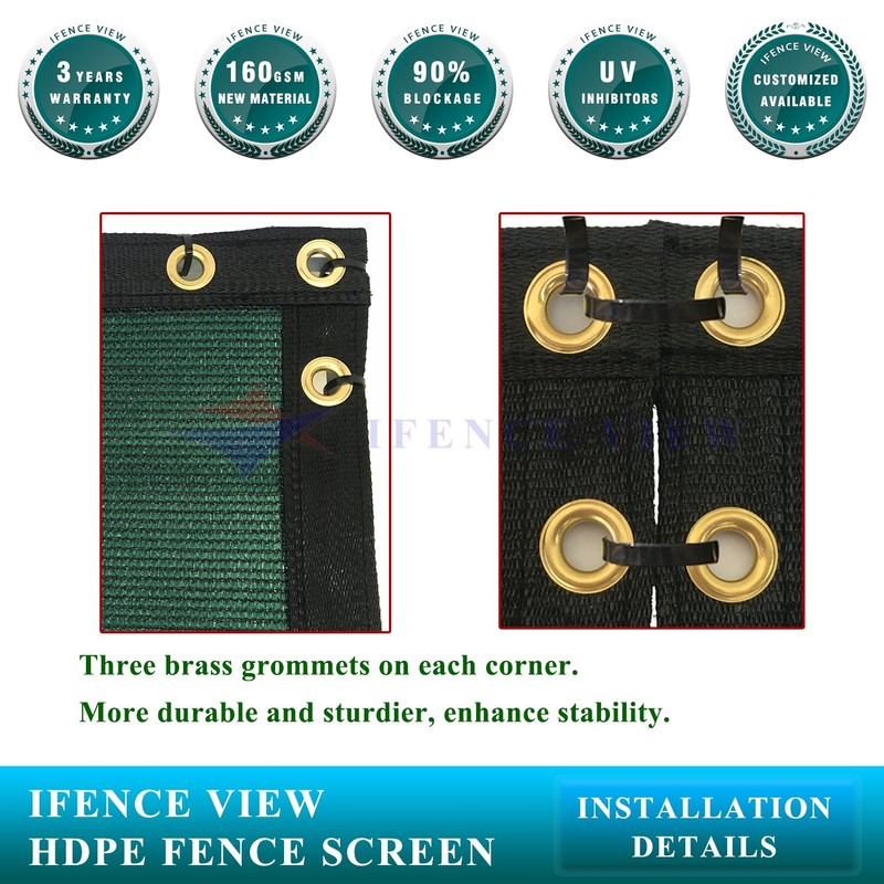 Ifenceview 6'x3' to 6'x50' Green Shade Cloth / Fence Privacy
