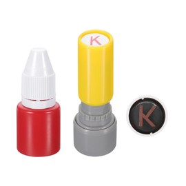 PATIKIL Letter Stamps Self Inking, Character K 7mm Alphabet Teacher Stamp Initial Stamp Mini Ink Stamp with Refill Ink for Class Notebook Scrapbooking DIY Craft, Yellow Shell