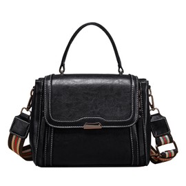 FANDARE Handbag Tote Women Crossbody Bag PU Leather Shoulder Bag Top Handle Bag with Flap Messenger Bag for Travel Work Party Office Shopping Black