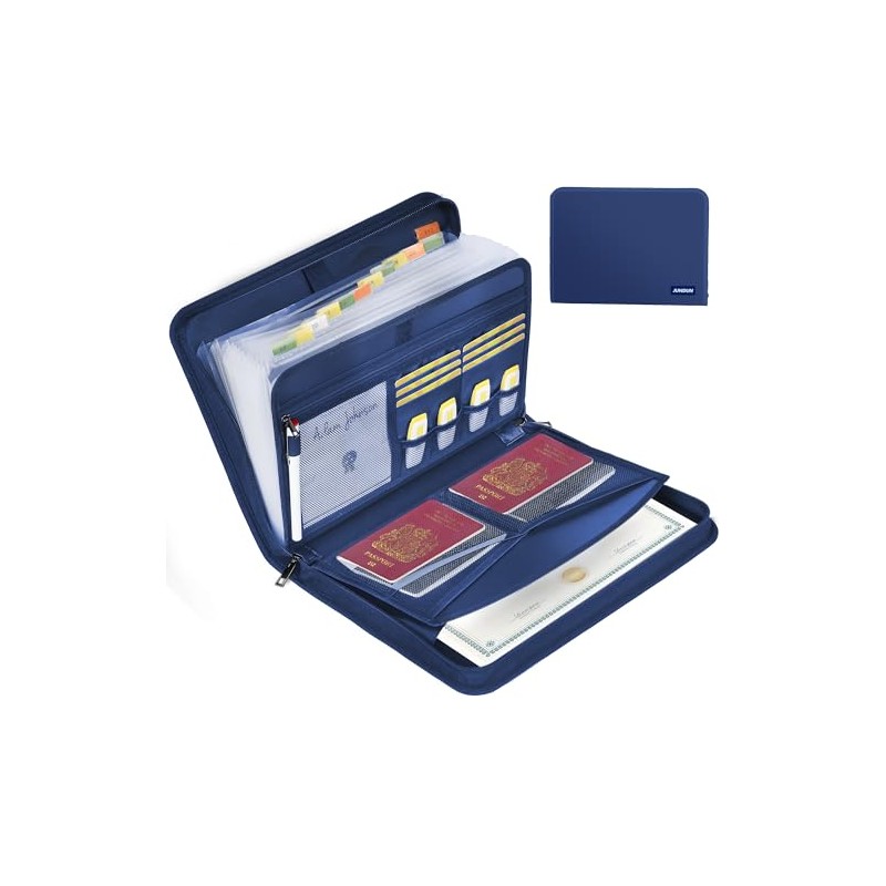 JUNDUN Fireproof Document Organiser - 13 Pockets Expanding File Folder