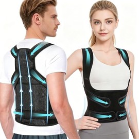 Corrector de Postura para Hombres y Mujeres, Transpirable Ajustable con Soporte Lumbar, Enderezador de Espalda Anti-Joroba, Alivio del Dolor de Cuello y Espalda, Faja Invisible para Correr y Deporte (Negro, Small)