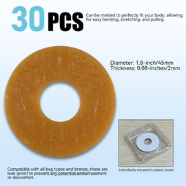 30 Pcs Adaptable Ostomy Barrier Rings, 2mm Thin Moldable Hydrocolloid Skin Extenders for Better Seal and Skin Barrier. Essential Ostomy Bag Supplies for Comfort and Protection