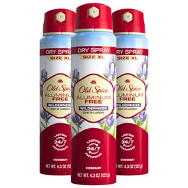 Old Spice Aluminum Free Dry Spray Men's Deodorant, 24/7 Odor Protection, Wilderness Scent of Lavender, 4.3oz (Pack of 3)