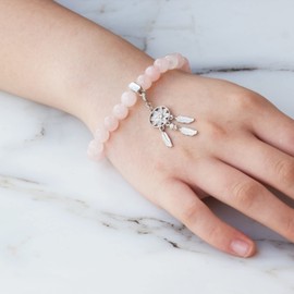 Philip Jones Rose Quartz Gemstone Bracelet with Dream Catcher Created with Zircondia® Crystals