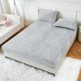 YIYEA Fleece Fitted Sheet Full Size, Ultra Soft Faux Fur Deep Pocket, Fluffy Plush Velvet for Fall Winter, Cozy Warmth and No Shedding