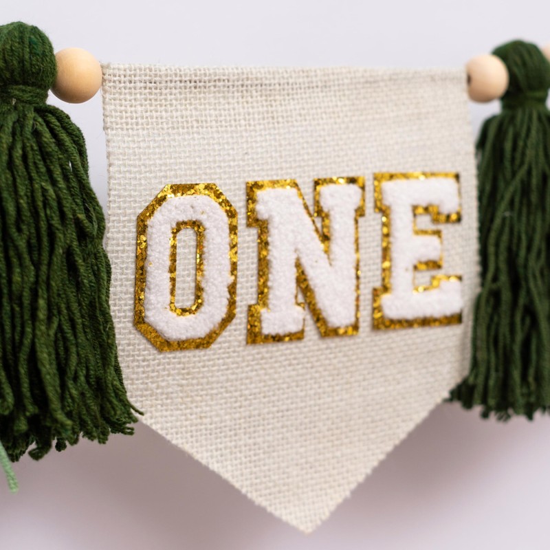 Boho Green 1st Birthday High Chair Banner