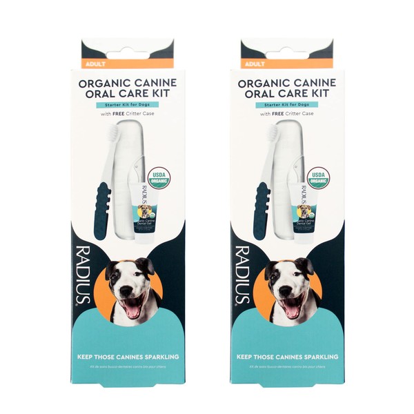 RADIUS USDA Organic Dental Solutions Adult Kit 2 Units, Includes 1 Dog Toothbrush & 1 0.8oz Toothpaste, Firm Bristle & Non Toxic Toothpaste for Dogs, Designed to Clean Teeth, Xylitol Free