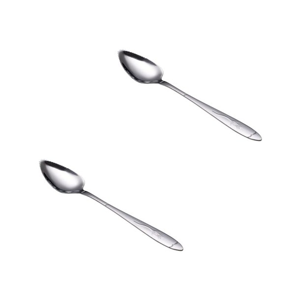 BWESOO 2Pcs Sliver Stainless Steel Grapefruit Serrated Edge Spoon Grapefruit