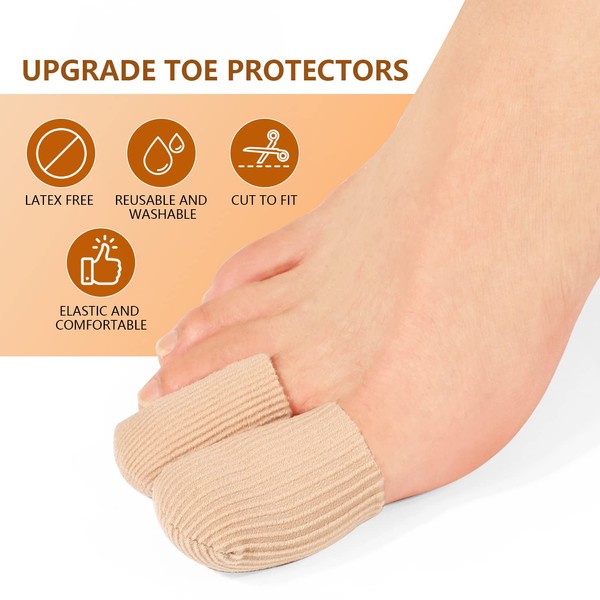 Kimihome 10 PCS Gel Toe Caps Closed Toe Surface Fabric Sleeve Protectors, Silicone Toe Sleeve Cushions and Protects, Provide Relief for Corns, Blisters and Calluses Protect (10)