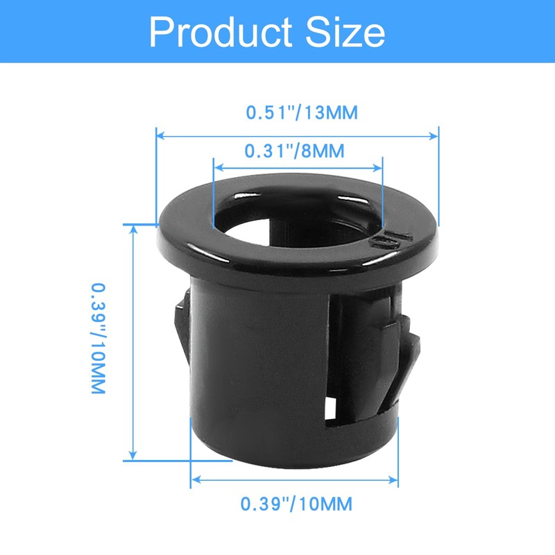 Zorveiio 50 Pcs Black Cable Snap Bushing,3/8" Snap Bushing Grommet