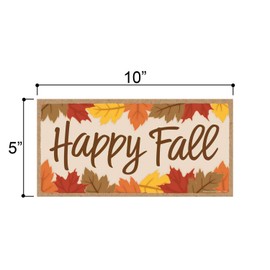 Honey Dew Gifts, Happy Fall, 5 inch by 10 inch Hanging Fall Signs, Wall Art, Decorative Wood Sign, Thanksgiving Decorations, 75565