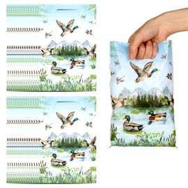 Serencatcher 30pcs Mallard Duck Baby Shower Party Favor Bags, Duck Hunting Theme One Lucky Duck Birthday Party Decorations Treat Candy Goodie Bags with Handles for Animal Duck Party Favors