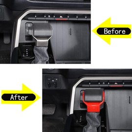 LLKUANG Car Gear Shifter Knob Head Trim Cover Compatible with Toyota Tundra Sequoia 2022 2023 Center Console Gear Shift Head Protection Cover Accessories (Red(Lower))