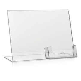 Set of 2 DIN A5 advertising stands, L-stand, L stand in landscape format with extra business card holder as table stand, made of original Plexiglas