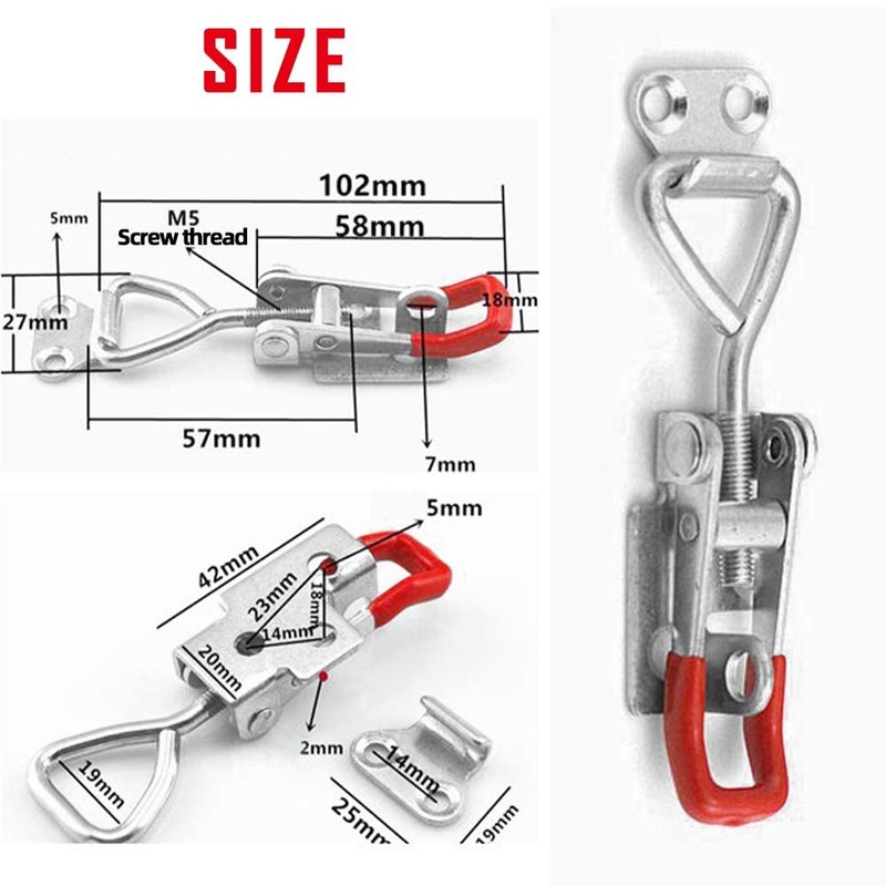 4 Pcs Toggle Catch Latches Adjustable Cabinet Boxes Case Metal