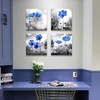 AGOLINE 4PCS Canvas Wall Art- Blue Flowers Framed Wall Art