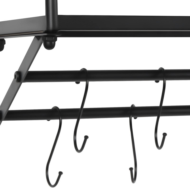 CeRaBuRET 24 Inch Black Wall Mounted Pot Rack with 2