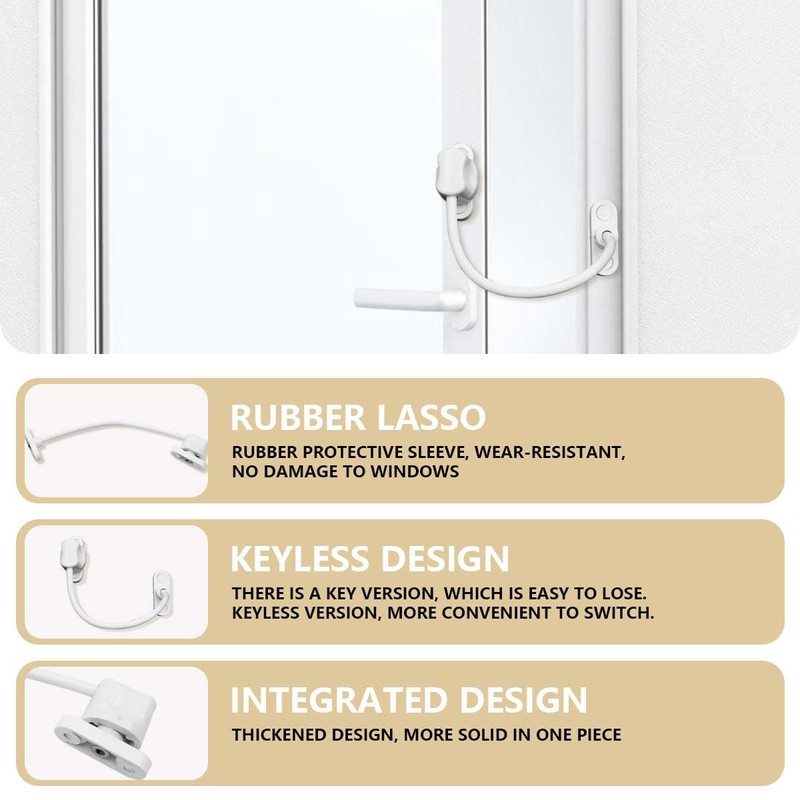 Bwintech 5 Pack White Keyless Window Restrictor, UPVC Window Security