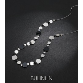 BULINLIN Long Silver Necklace for Women Boho Statement Long Necklace Mother's Day Chunky Costume Jewelry for Women(Black)