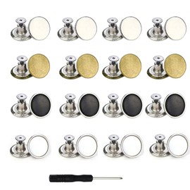 16 Pieces of Denim Metal Pants Buttons, 17mm Metal Pants Button Replacement, Spare DIY Buttons, Used for Clothing Repair, Jeans, Jackets, Skirts, Suits, Jackets, Work Clothes (4 Colors)